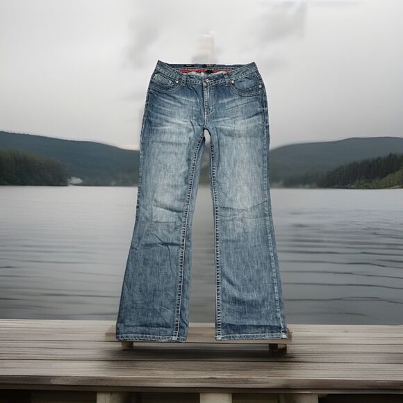 Ana Bootcut Jeans 14/16W (33x31) Blue Medium Wash Embellished Denim Womens - Picture 1 of 11